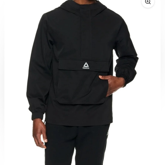 Reebok Black Windbreaker Jacket Athletic Fit - Picture 1 of 16